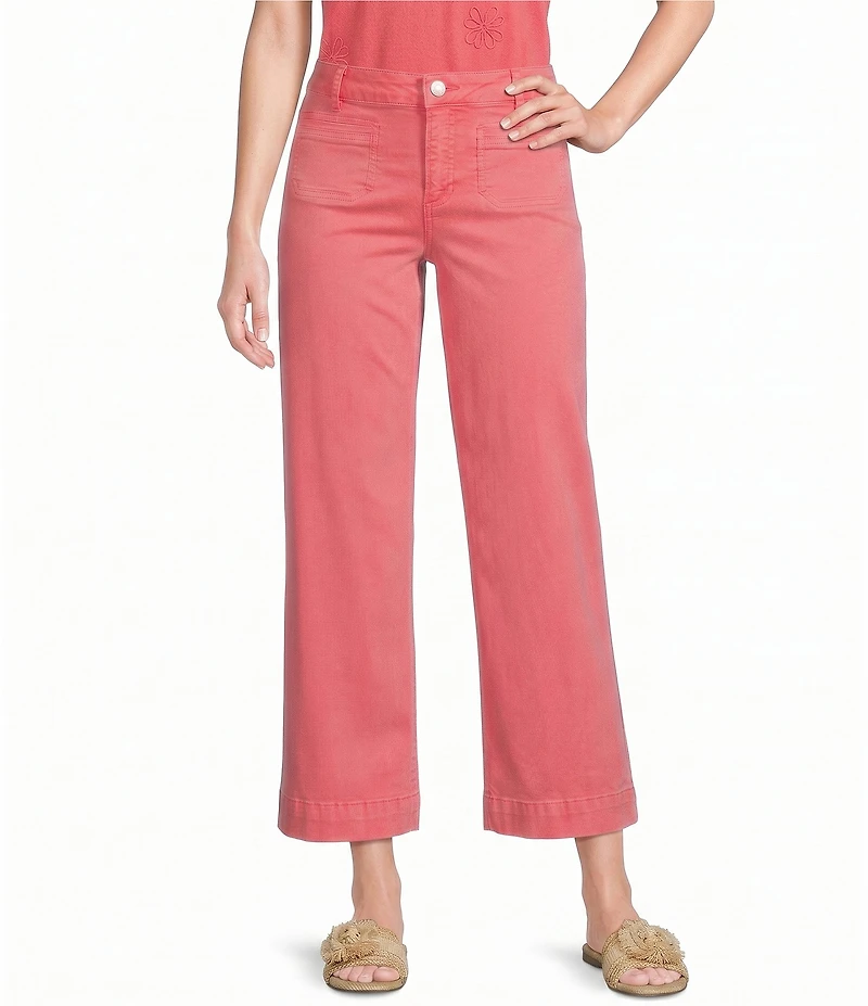 Charlie B. Stretch Twill Mid Rise Wide Leg Crop Length Pants