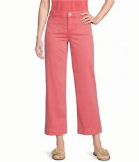 Charlie B. Stretch Twill Mid Rise Wide Leg Crop Length Pants