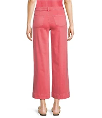 Charlie B. Stretch Twill Mid Rise Wide Leg Crop Length Pants
