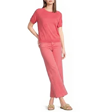 Charlie B. Stretch Twill Mid Rise Wide Leg Crop Length Pants