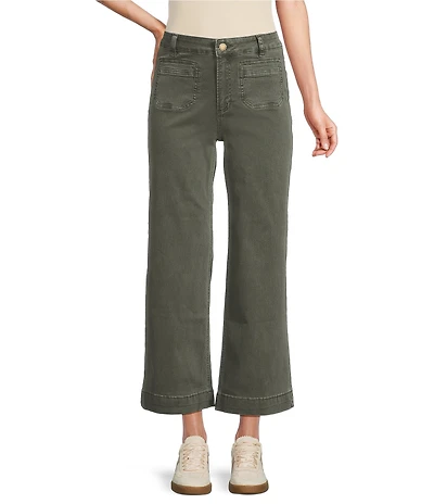 Charlie B. Stretch Twill Patch Pocket Wide Leg Cropped Pants