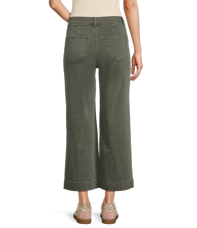 Charlie B. Stretch Twill Patch Pocket Wide Leg Cropped Pants