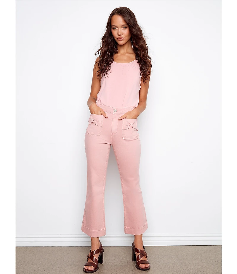 Charlie B. Twill Wide Leg Cropped Bow Pants