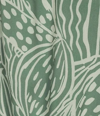 Charlie B. Woven Abstract Floral Print Off-The-Shoulder Short Sleeve Blouse