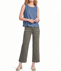 Charlie B. Woven Crew Neck Sleeveless Top