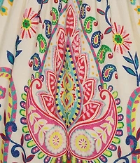 Charlie B. Woven Print V-Neck Short Sleeve A-Line Dress