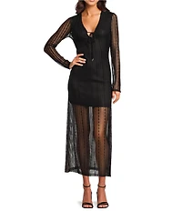 Chelsea & Violet Adalyn Lace Tie Front V-Neck Maxi Dress