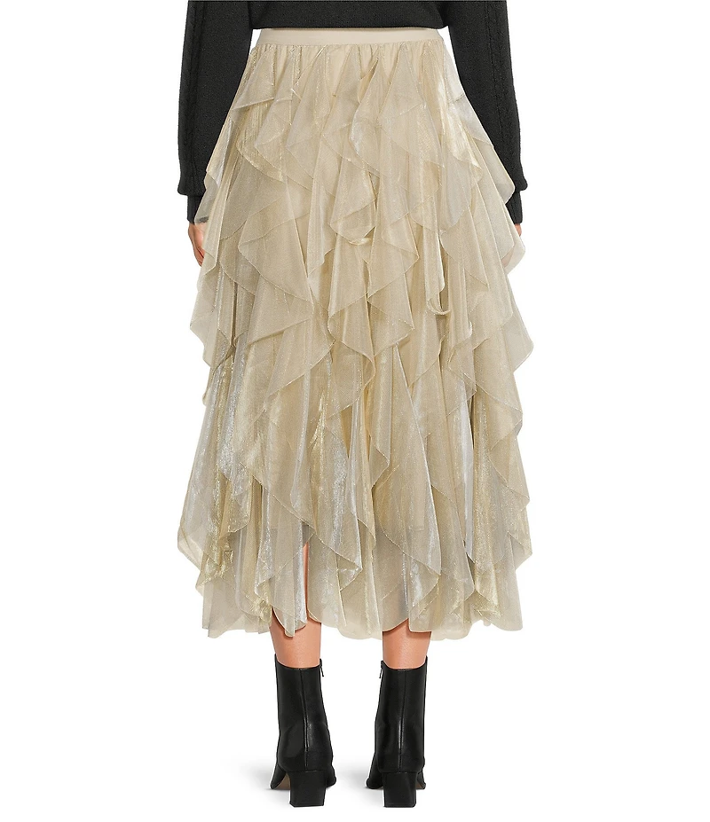 Chelsea & Violet Asta Metallic Tulle Midi Skirt