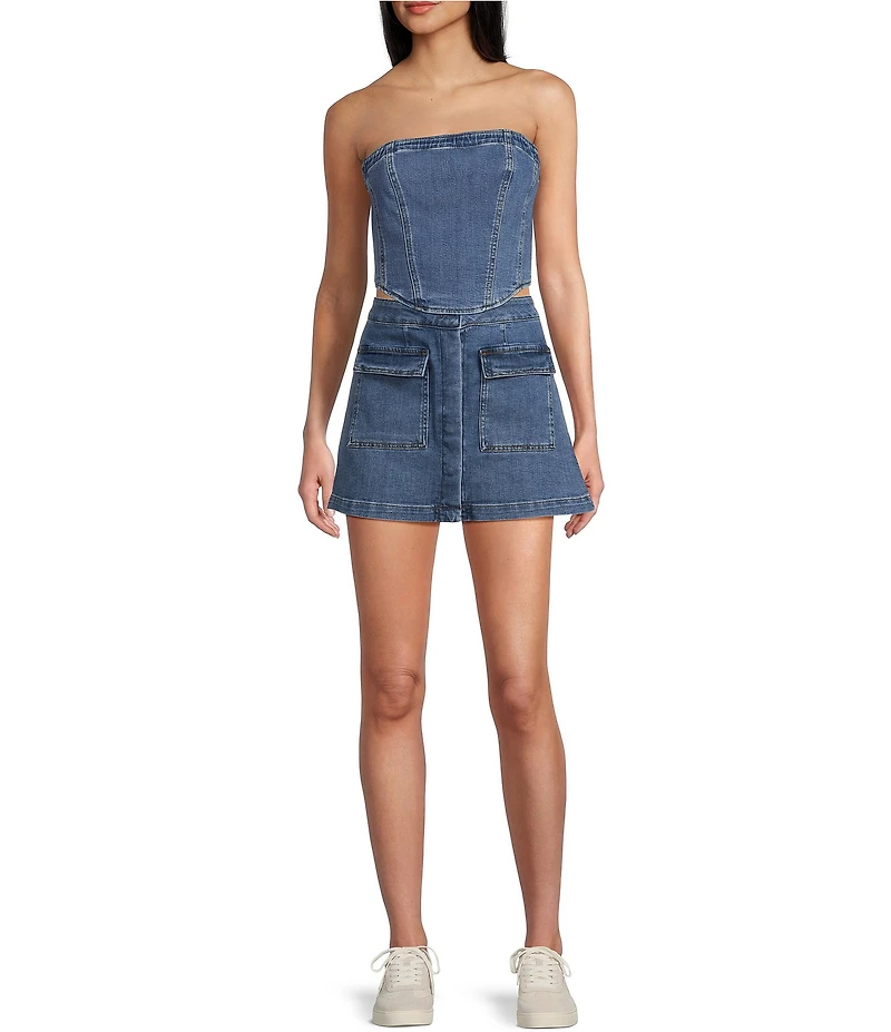 Chelsea & Violet Ava Denim Sleeveless Corset Top