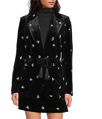 Chelsea & Violet Belinda Coordinating Collar Long Sleeve Embroidered Velvet Jacket