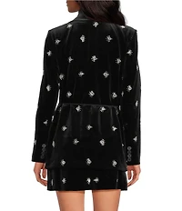 Chelsea & Violet Belinda Coordinating Collar Long Sleeve Embroidered Velvet Jacket