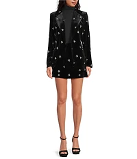 Chelsea & Violet Belinda Coordinating Collar Long Sleeve Embroidered Velvet Jacket