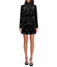 Chelsea & Violet Belinda Coordinating Collar Long Sleeve Embroidered Velvet Jacket