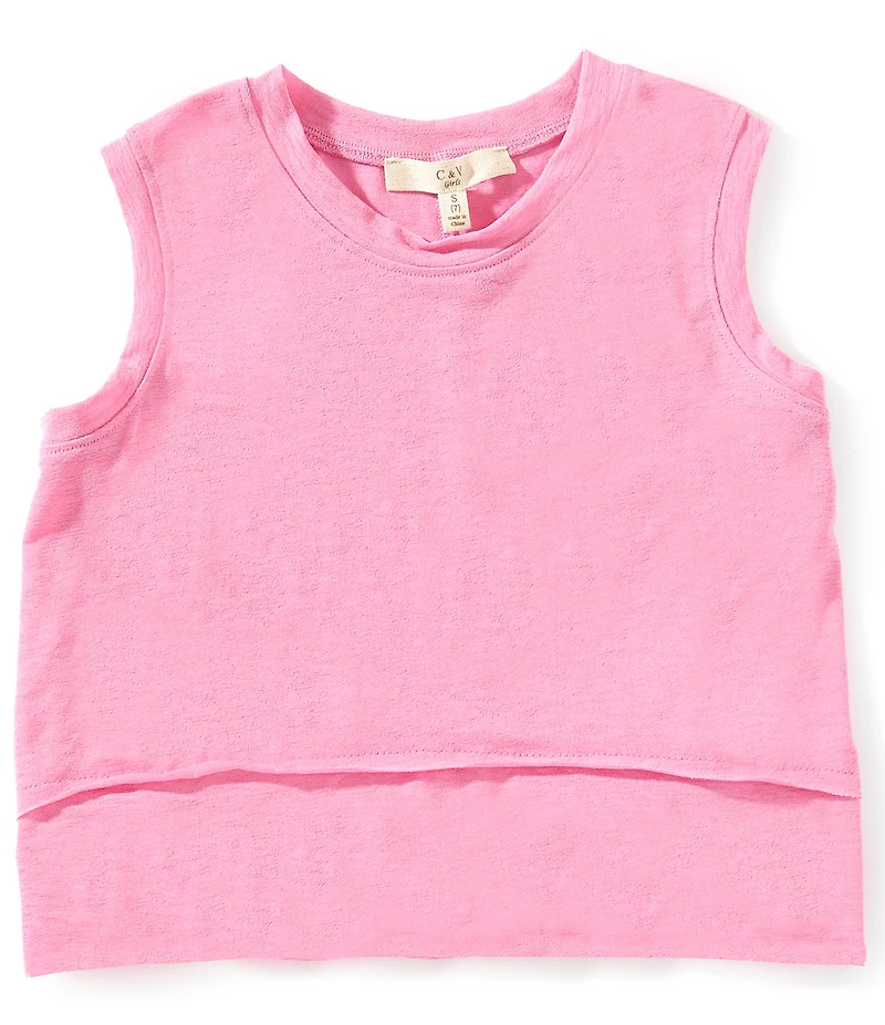 Chelsea & Violet Big Girls Crew Neck Sleeveless Terry Knit Top