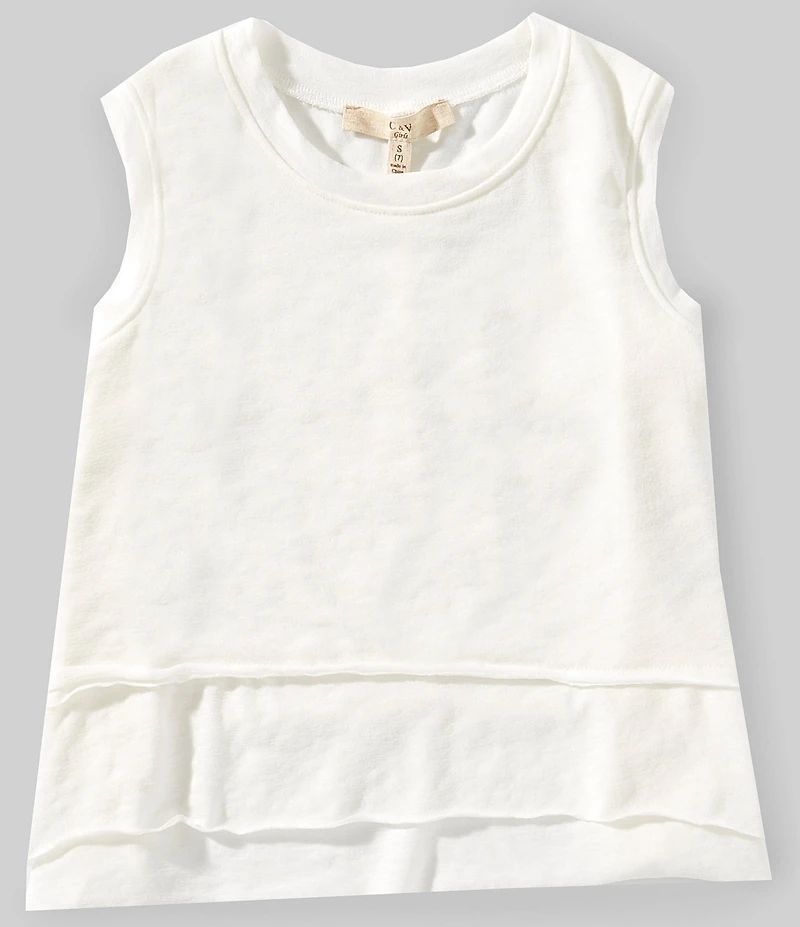 Chelsea & Violet Big Girls Crew Neck Sleeveless Terry Knit Top