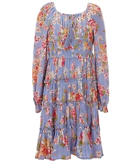 Chelsea & Violet Big Girls Long Flare Sleeves Floral Cupcake Dress