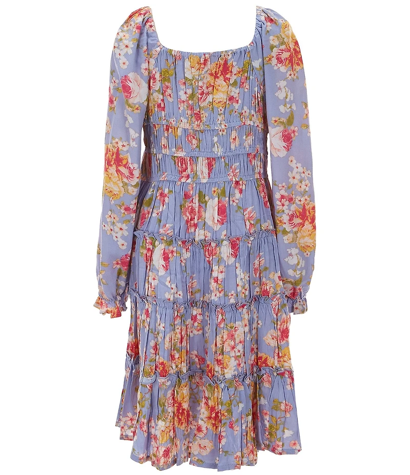 Chelsea & Violet Big Girls Long Flare Sleeves Floral Cupcake Dress
