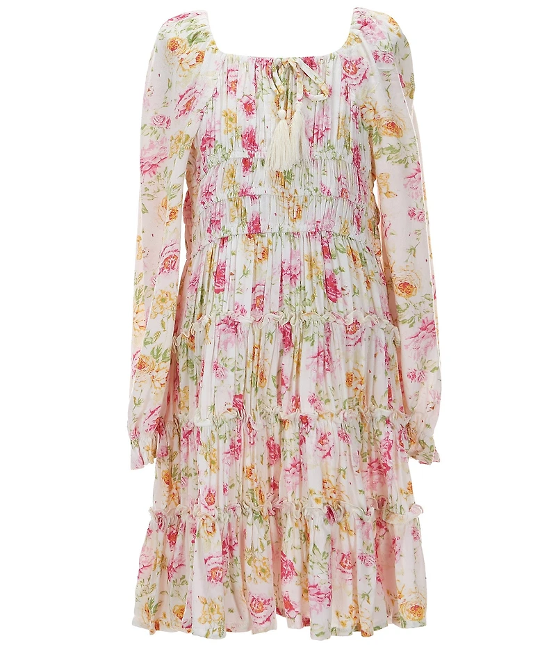 Chelsea & Violet Big Girls Long Flare Sleeves Floral Cupcake Dress