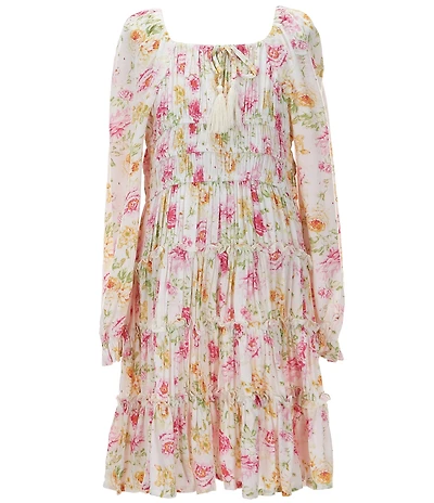 Chelsea & Violet Big Girls Long Flare Sleeves Floral Cupcake Dress