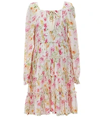 Chelsea & Violet Big Girls Long Flare Sleeves Floral Cupcake Dress