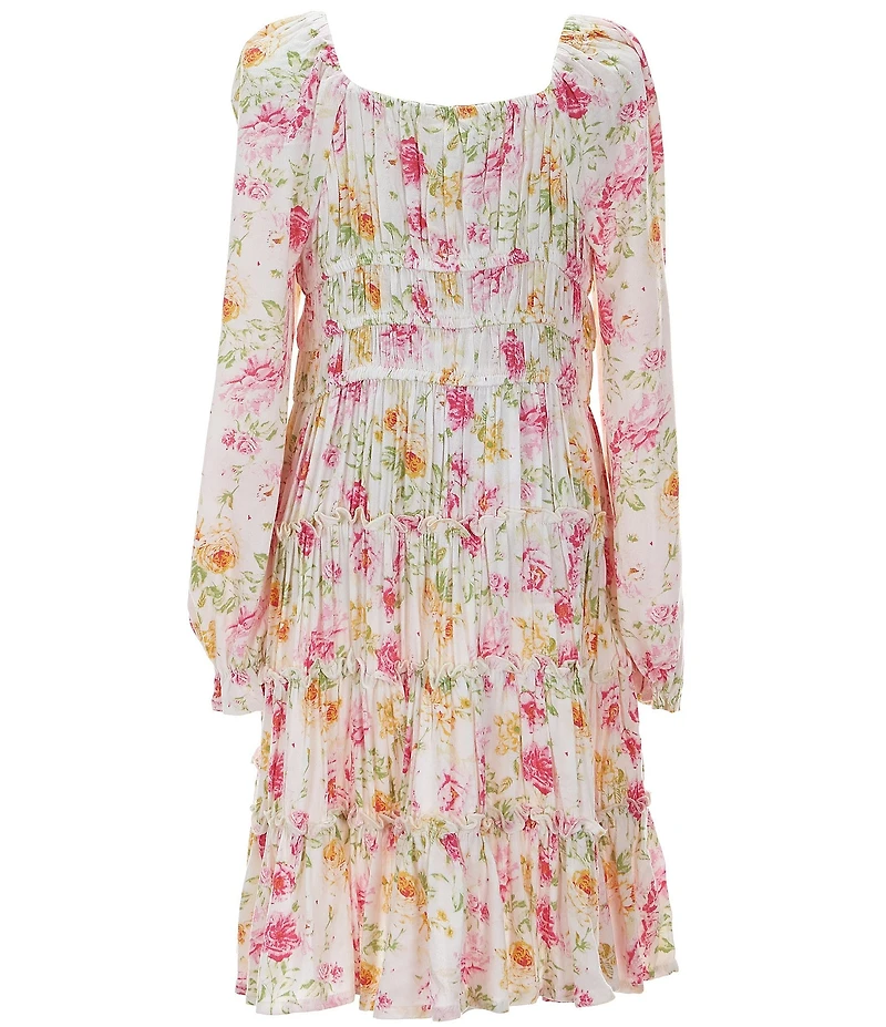 Chelsea & Violet Big Girls Long Flare Sleeves Floral Cupcake Dress