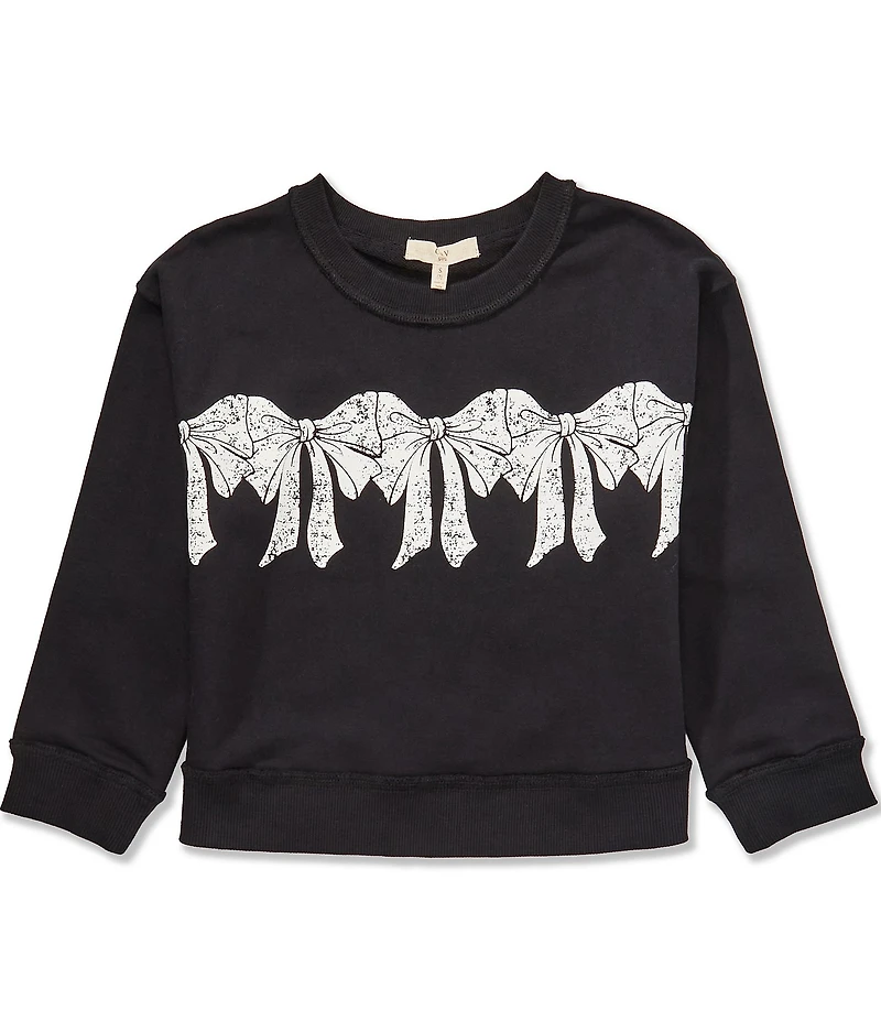 Chelsea & Violet Big Girls Long Sleeve Bow Graphic Sweater