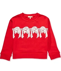 Chelsea & Violet Big Girls Long Sleeve Bow Graphic Sweater