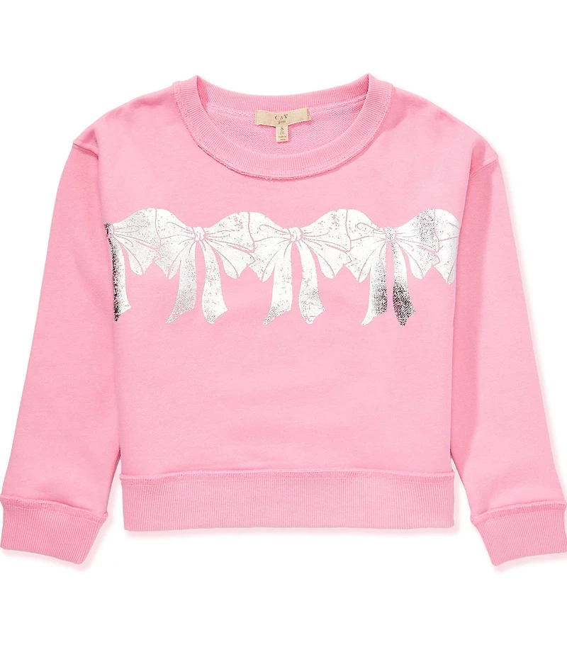 Chelsea & Violet Big Girls Long Sleeve Bow Graphic Sweater
