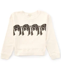 Chelsea & Violet Big Girls Long Sleeve Bow Graphic Sweater