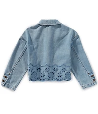 Chelsea & Violet Big Girls Long Sleeve Eyelet Hem Denim Jacket