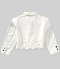 Chelsea & Violet Big Girls Long Sleeve Eyelet Hem Button Front Denim Jacket