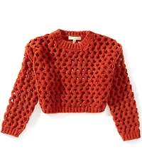 Chelsea & Violet Big Girls Long Sleeve Openwork Sweater