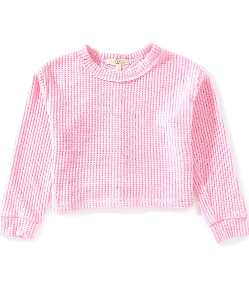 Chelsea & Violet Big Girls Long Sleeve Oversized Waffle Knit Pullover