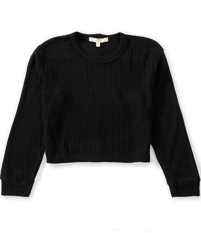 Chelsea & Violet Big Girls Long Sleeve Oversized Waffle Knit Pullover