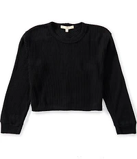 Chelsea & Violet Big Girls Long Sleeve Oversized Waffle Knit Pullover