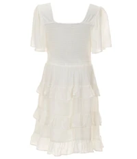 Chelsea & Violet Big Girls Short Sleeve Square Neck Smocked Tiered Dress