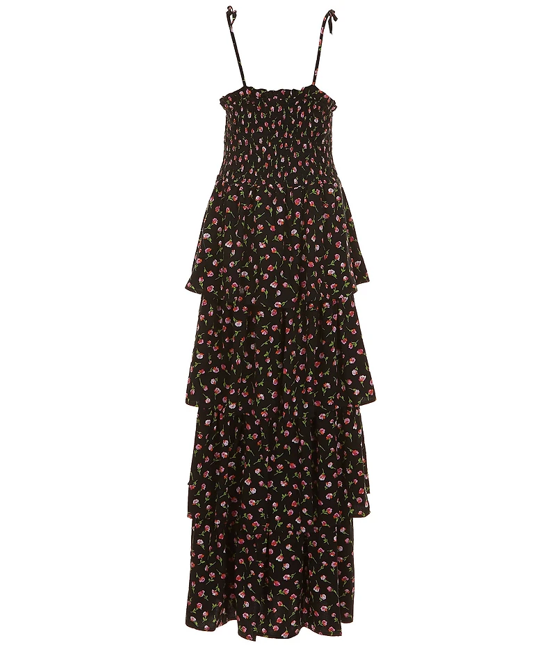 Chelsea & Violet Big Girls Tiered Smocked Bodice Ditsy Floral Print Maxi Dress