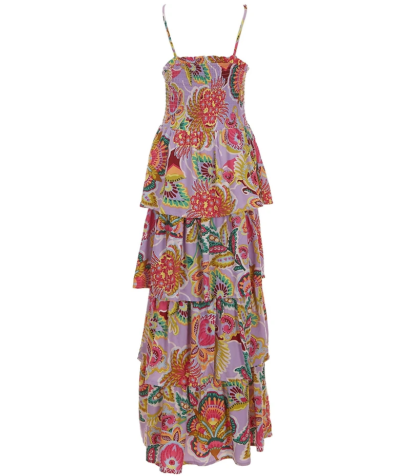 Chelsea & Violet Big Girls Tiered Smocked Bodice Floral Print Maxi Dress