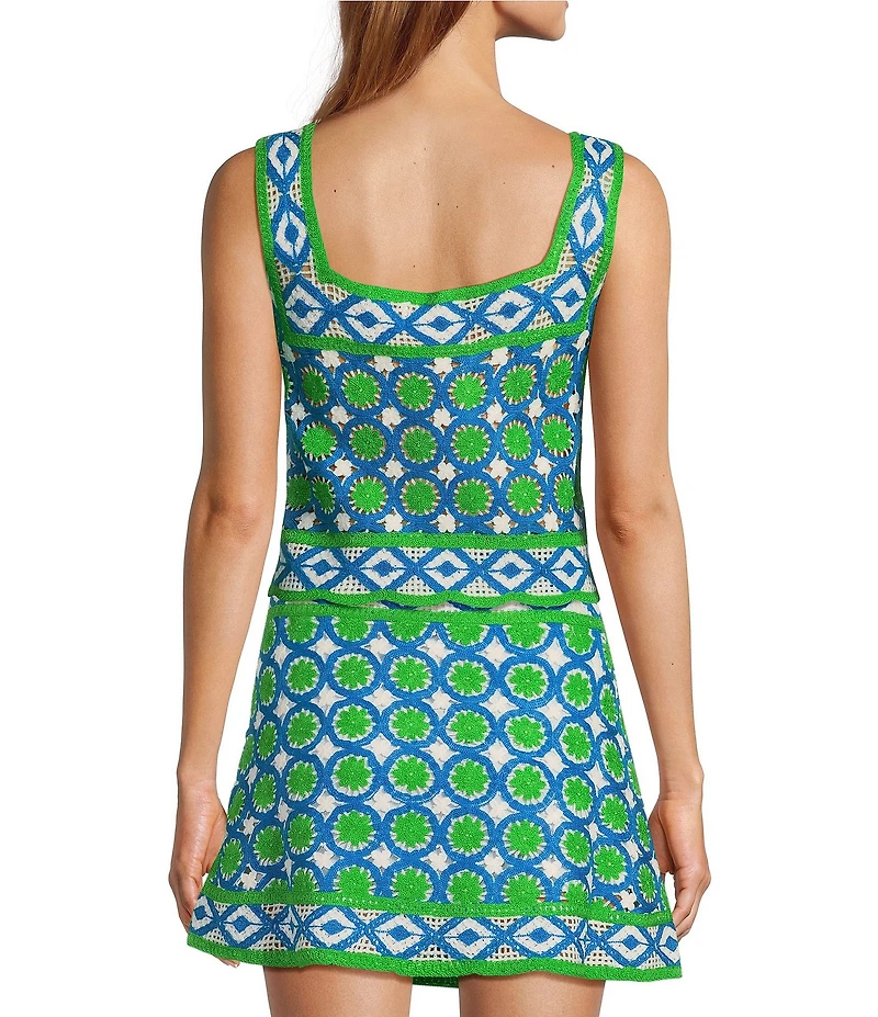 Chelsea & Violet Blossom Square Neckline Sleeveless Crochet Coordinating Top