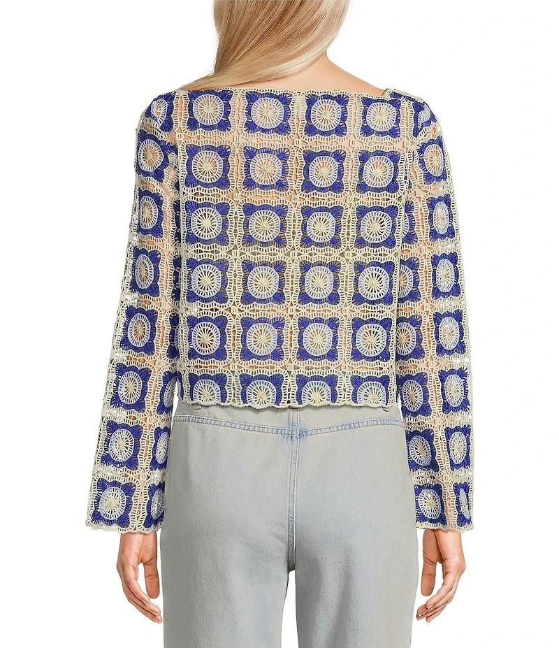 Chelsea & Violet Bonnie Square Neck Long Sleeve Crochet Lace Blouse