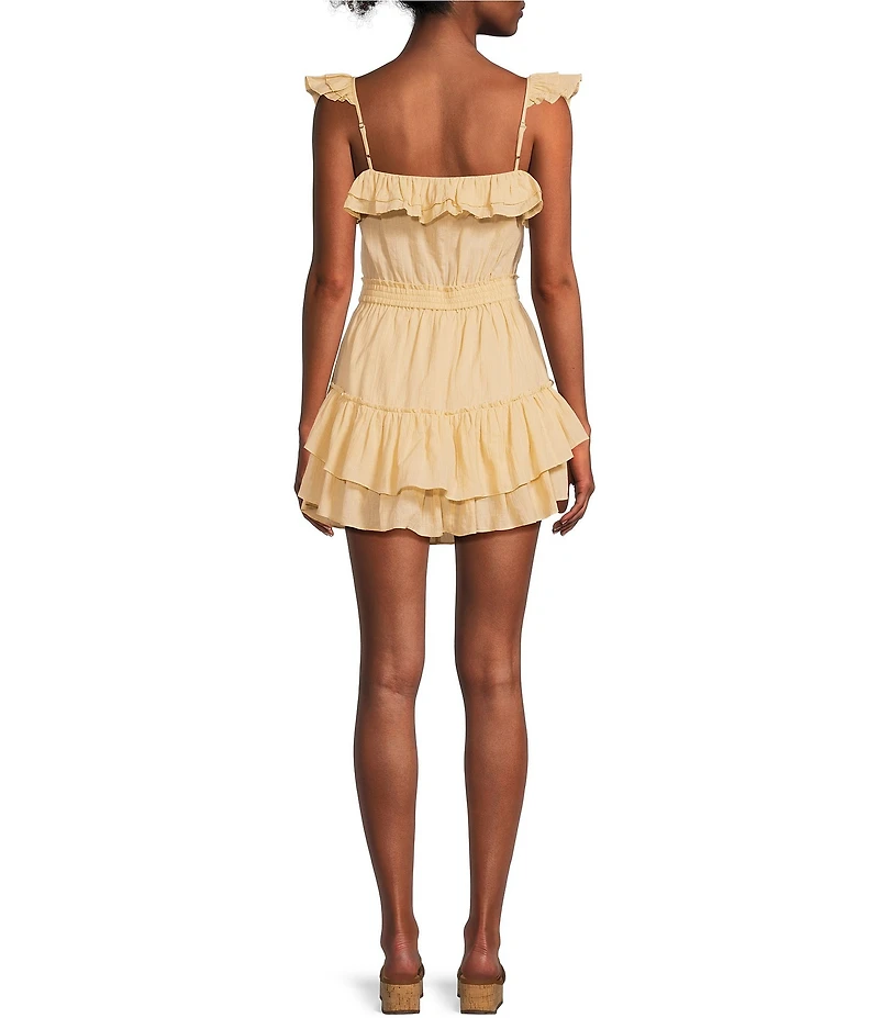 Chelsea & Violet Cassia Guaze Square Neck Ruffle Hem Romper