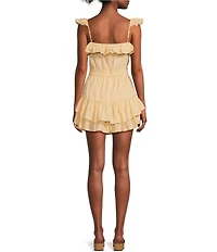 Chelsea & Violet Cassia Guaze Square Neck Ruffle Hem Romper