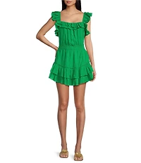 Chelsea & Violet Cassia Guaze Square Neck Ruffle Hem Romper