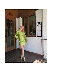 Chelsea & Violet Clover Crew Neckline Bracelet Sleeve Embroidered Coordinating Blouse