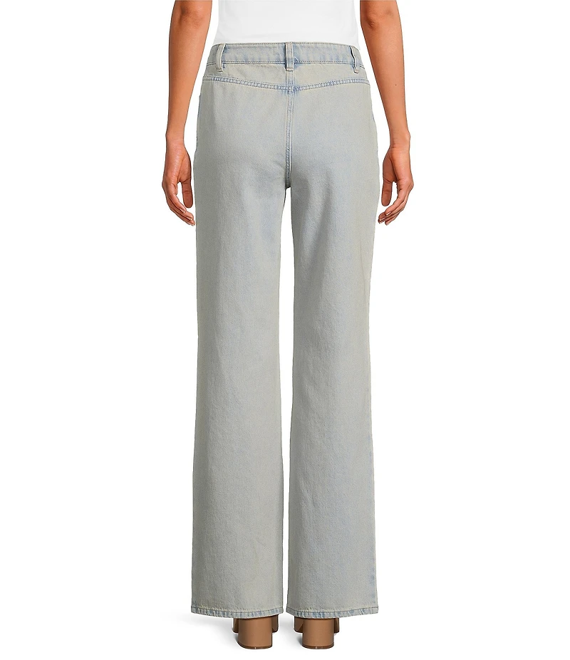 Chelsea & Violet Daisy Cutout Straight Leg High Rise Denim Jeans