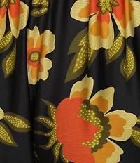 Chelsea & Violet Demi Floral Print Woven Satin High Rise Flat Front Wide Leg Coordinating Pant