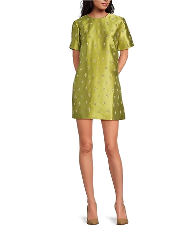 Chelsea & Violet Emerson Swoop Neckline Short Sleeve Embroidered Dress