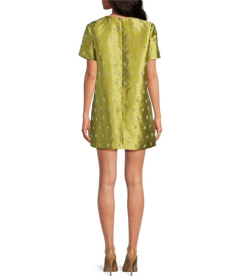 Chelsea & Violet Emerson Swoop Neckline Short Sleeve Embroidered Dress