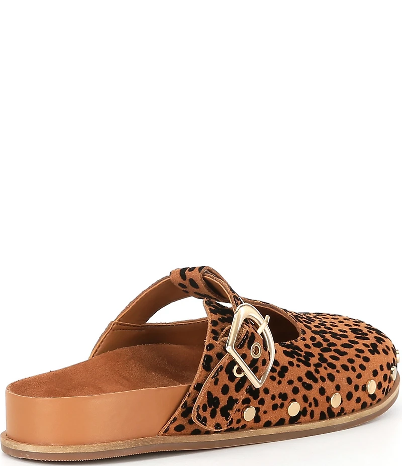 Chelsea & Violet Kalli Cheetah Print Suede Studded Mule Clogs