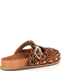 Chelsea & Violet Kalli Cheetah Print Suede Studded Mule Clogs